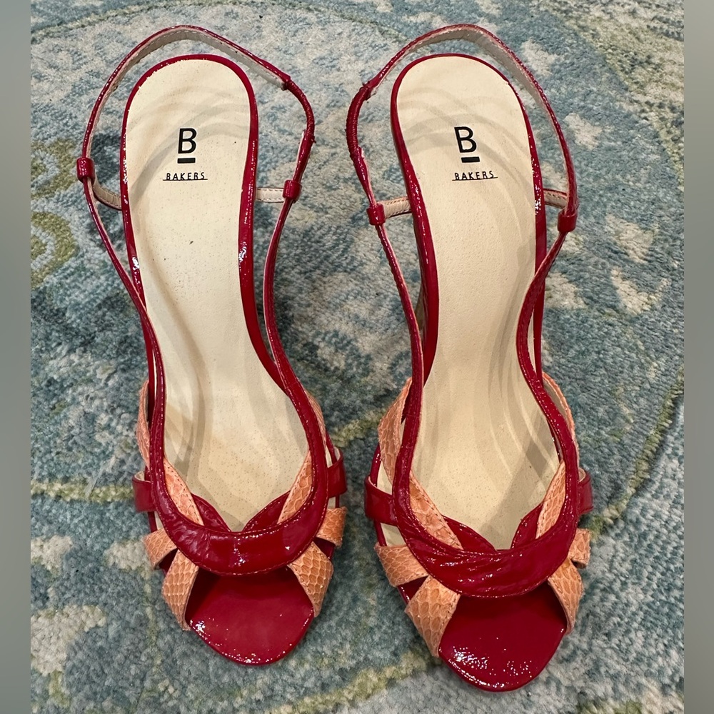 Bakers Red and Orange Open Toe Stiletto. Sz 7.5. Great condition. Worn once.